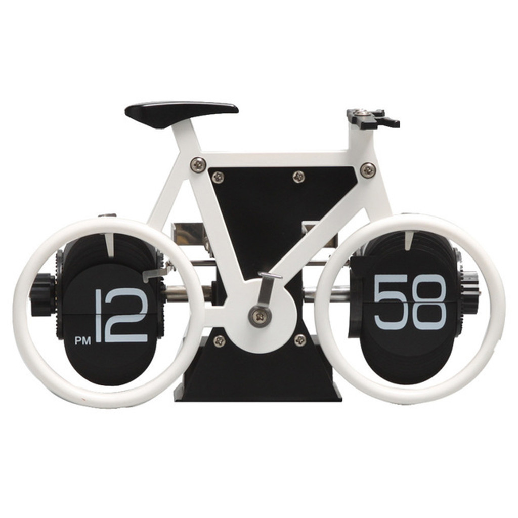 Vintage Bicycle Shaped Flip Page Clock - Stylish 12 Hour AM/PM Show Number Clock for Home Office Dec