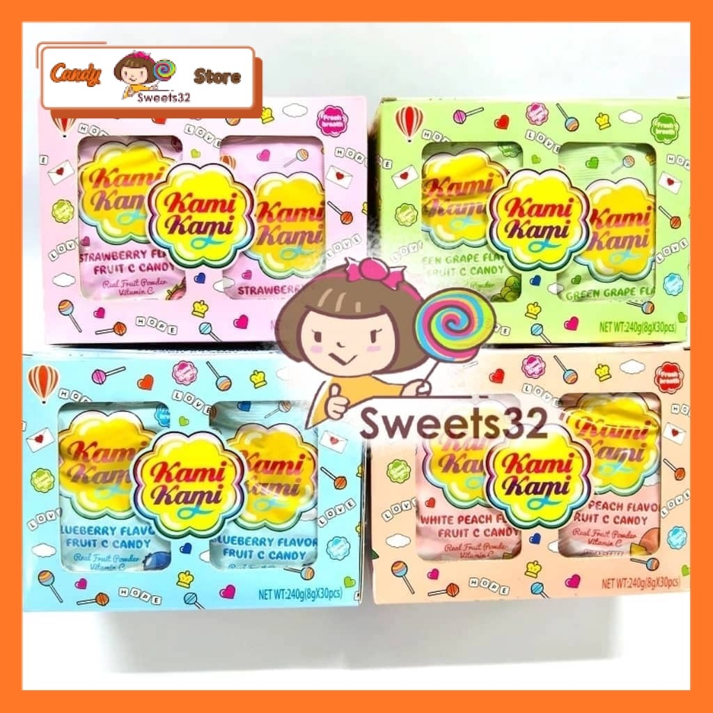 Kami Kami Tablet 30pcs Strawberry / White Peach / Green Grape / Blueberry Flavor Fruit C Candy