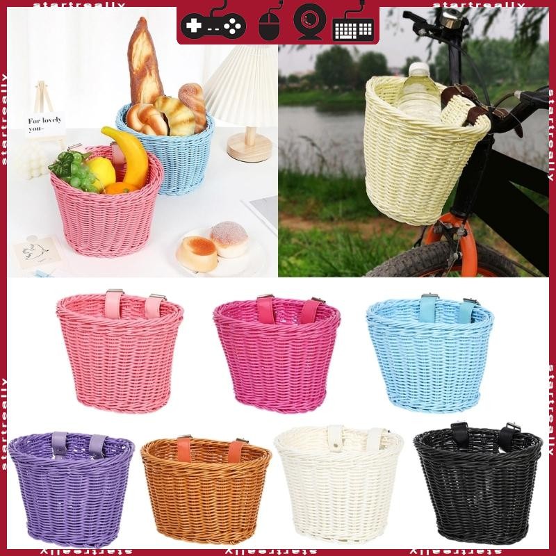 STA Kid Bikes Front Basket Waterproofs Plastic Wovens Bikes Basket Childrens Bicycles Handlebars Basket Easy Installatio