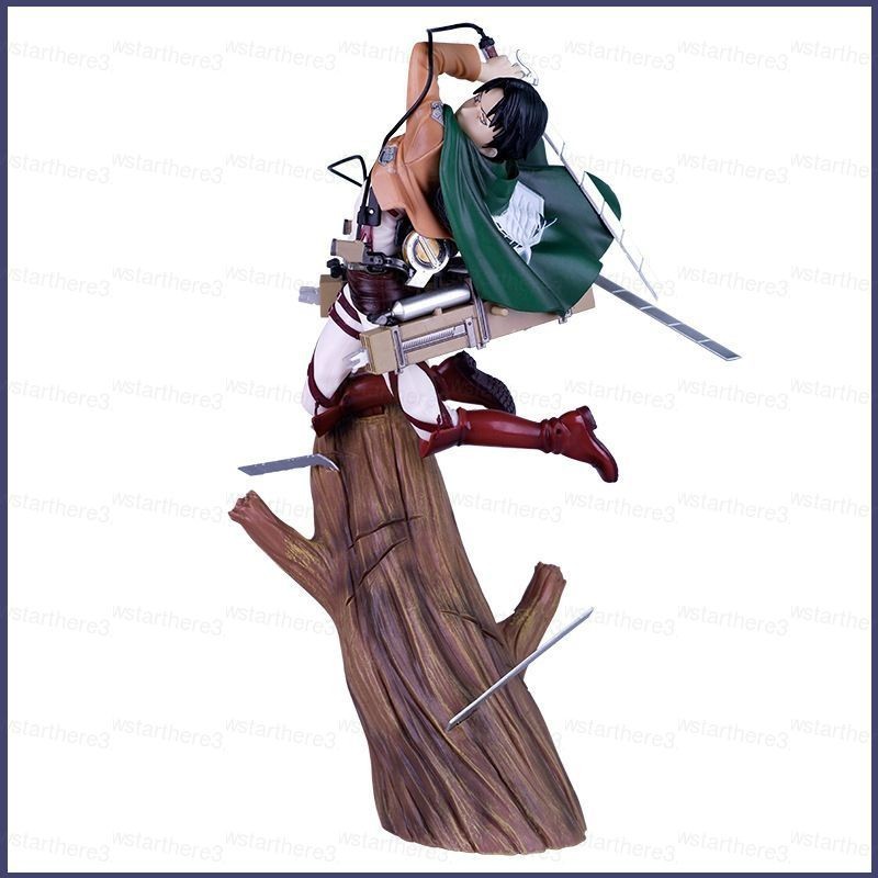 YE Attack On Titan Action Figure Levi Troop Commander tree stump Swing a knife Model Dolls ToyCollection Ornament