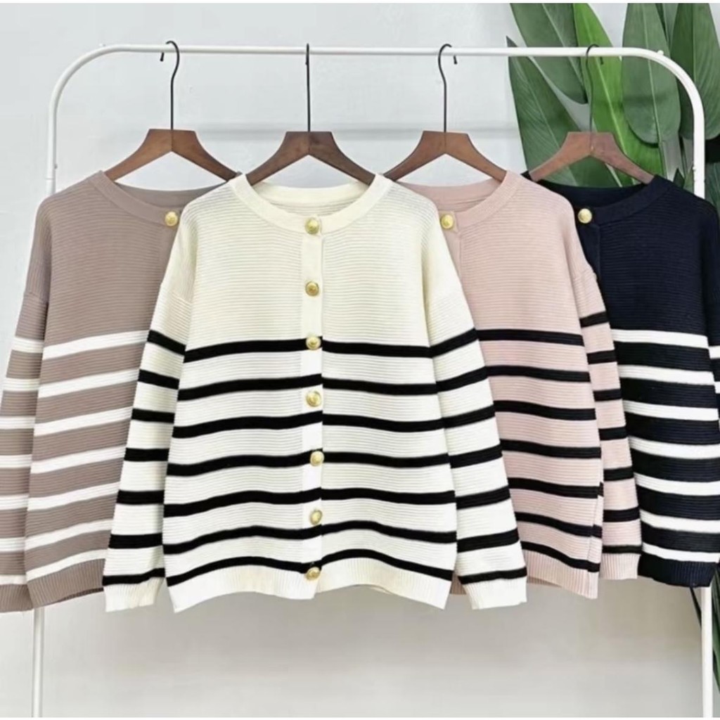 YAN@YAN STRIPES CARDIGAN KNITTED KNITWEAR --LW009