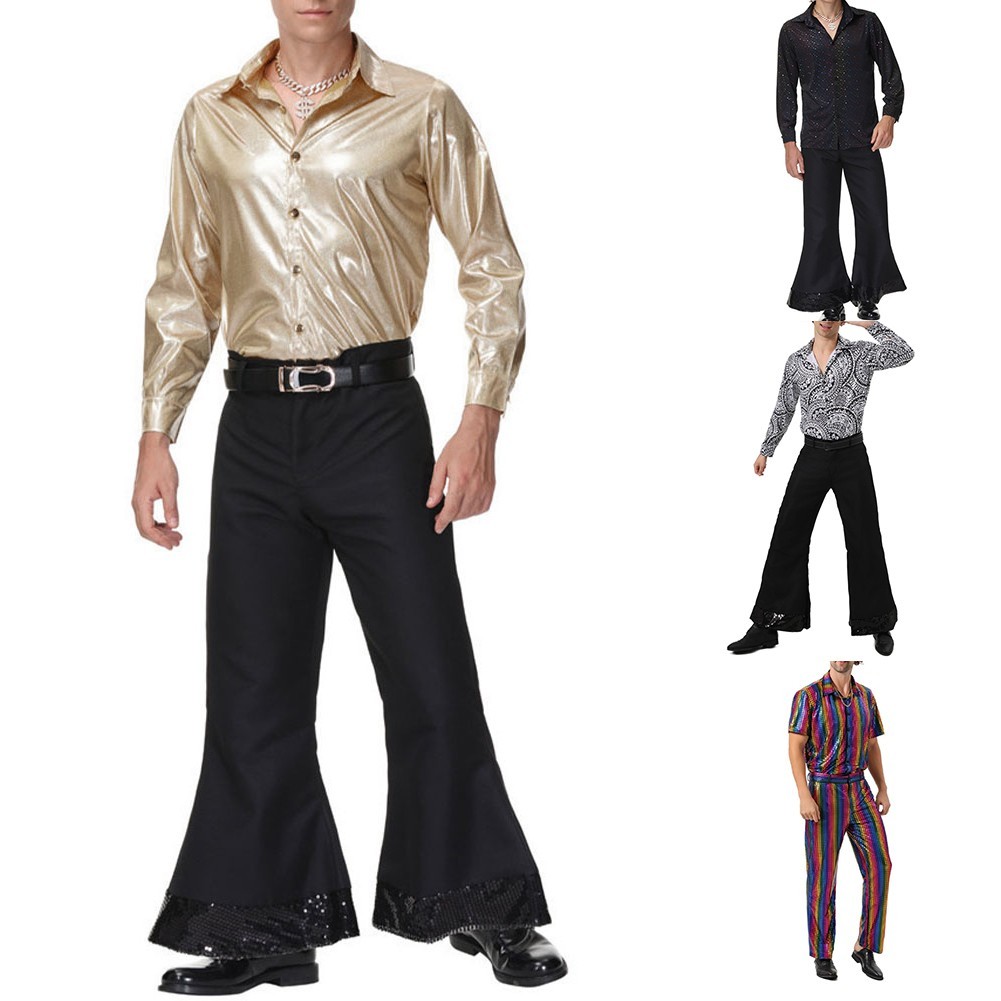 LCY 70s Disco Costume Cosplay Costumes Vintage Men Music Party Outfits