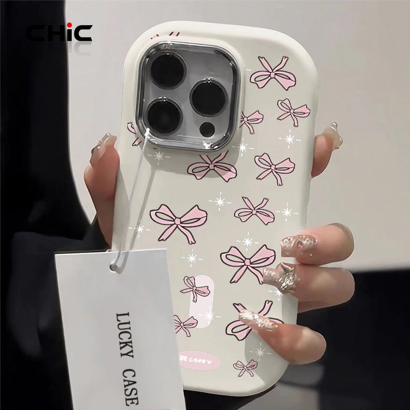 New Pink Bow Pattern Smartphone Case Suitable for IPhone 14, 15, 13, 11, 12ProMax 7, 8plus X, XS XR, Xs Max SE2020TPU Si