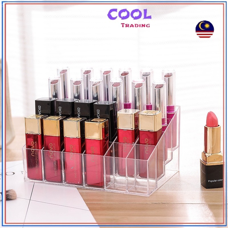 Lipstick Storage Box Transparent Big / Small Multi Layer 24 Grid Display Finishing Box Lipstick Holder Storage Rack 1016