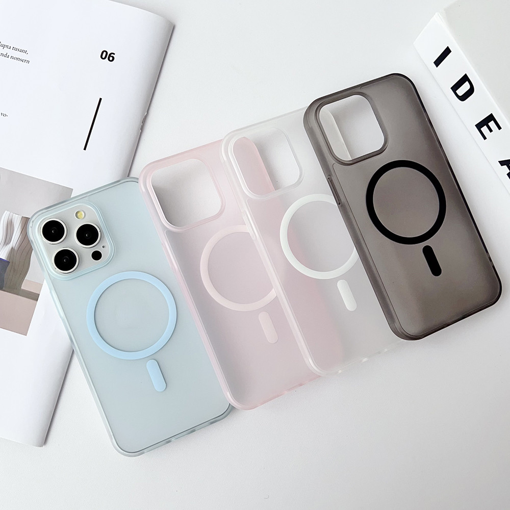 Frosted Magnetic Acrylic Phone Case with Big Lens Hole for iPhone 16ProMax 16Pro 16 15ProMax 14ProMax 14 13 13Pro 13ProMax 12 11