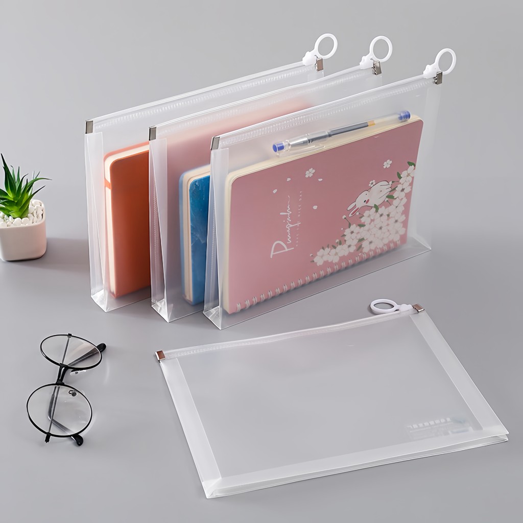 A4 A5 B6 Zipper Pouch Clear Document Bag Book File Folder Stationery Pencil Case Storage Cosmetic Makeup Beg Dokumen