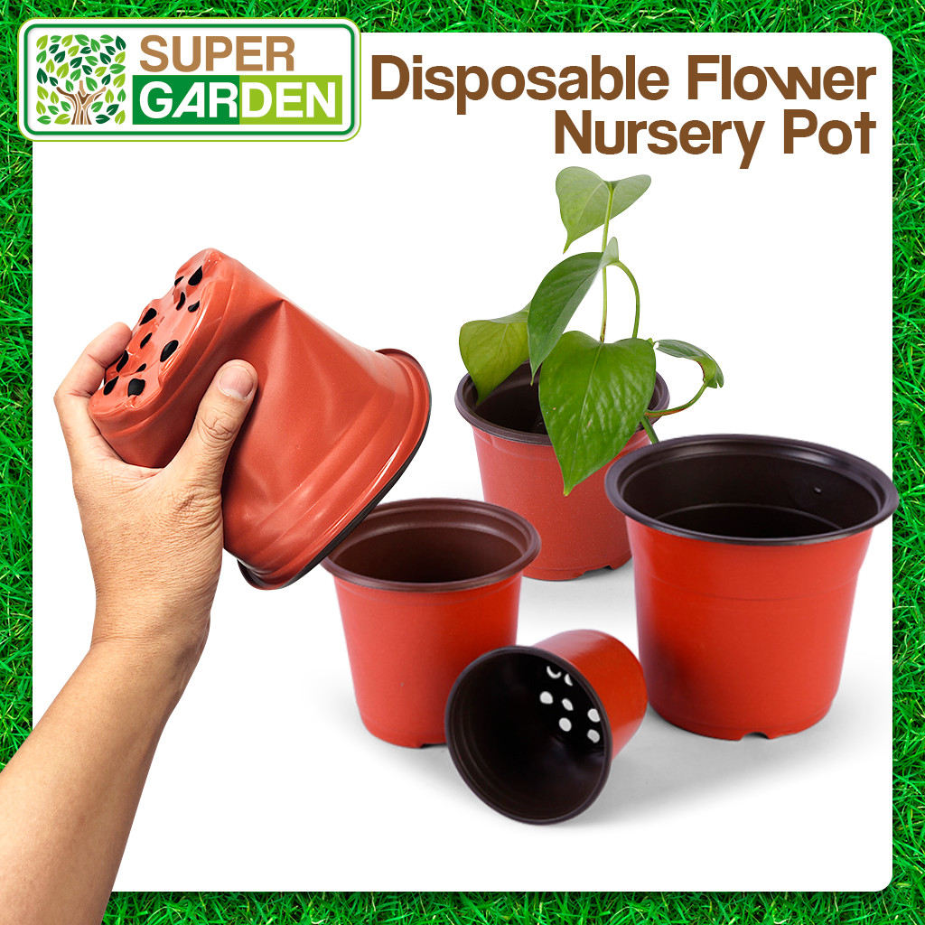 [Pasu Murah Bunga Plastik Perang] Disposable Thin Plastic Flower Pot Plant Pot Nursery Pot Disposable Flower Pot 塑料育苗盆