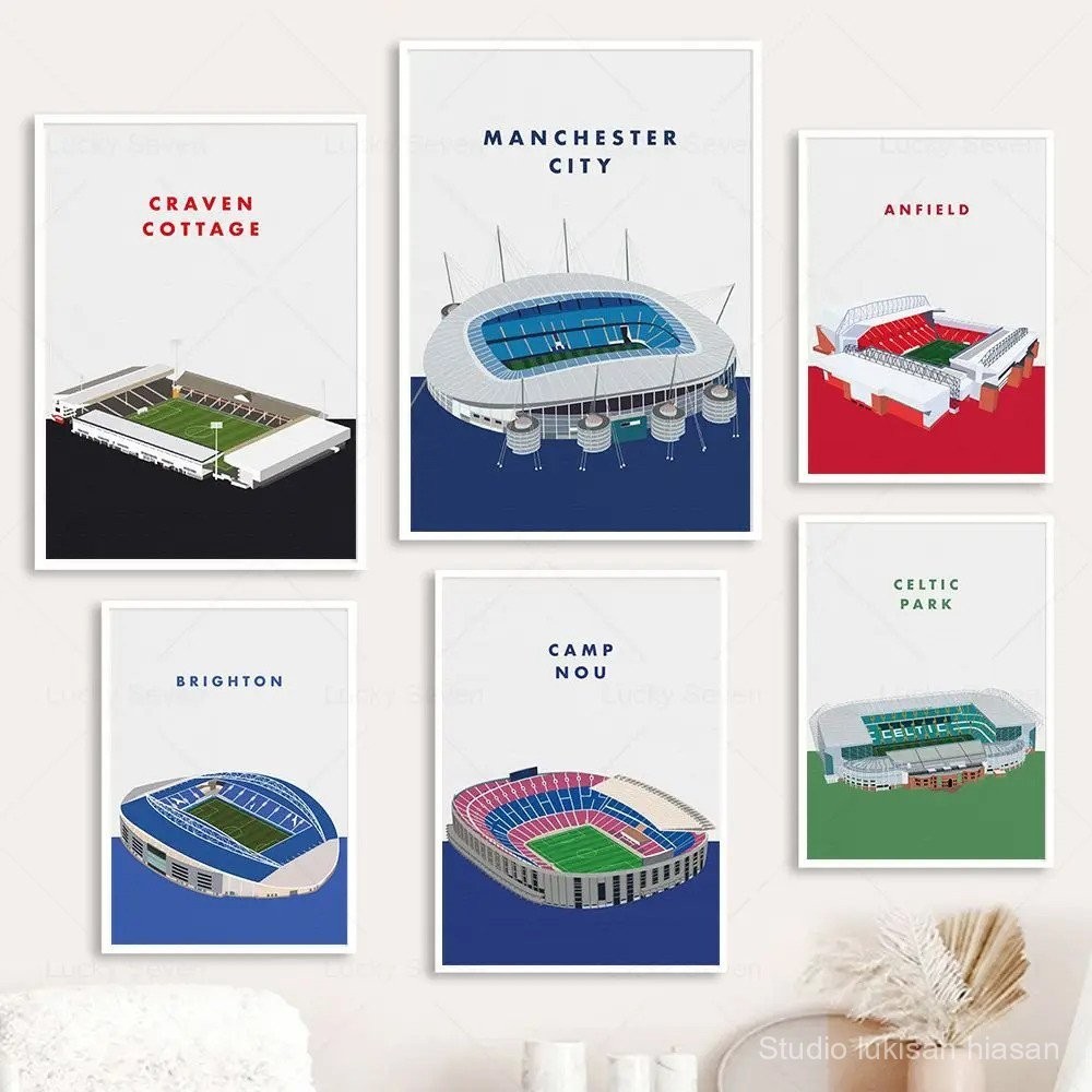 Sports Venue Canvas Painting Football Field Sport Wall Art Poster Print Manchester City Anfield Stadium Pictures Teen Room Decor