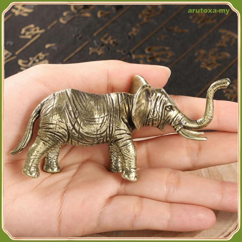 [ArutoxaMY] Brass Elephant Figurine Table Decoration Thai Elephant Ornament Vintage Small Animal Statue Copper Sculpture for Indoor Use