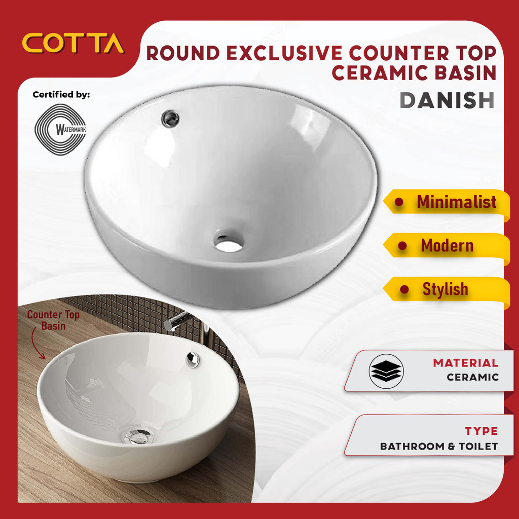 COTTA Danish Basin Wash Basin Ceramic Basin Sink Toilet Sink Bathroom Sink Wash Bathroom Basin Count