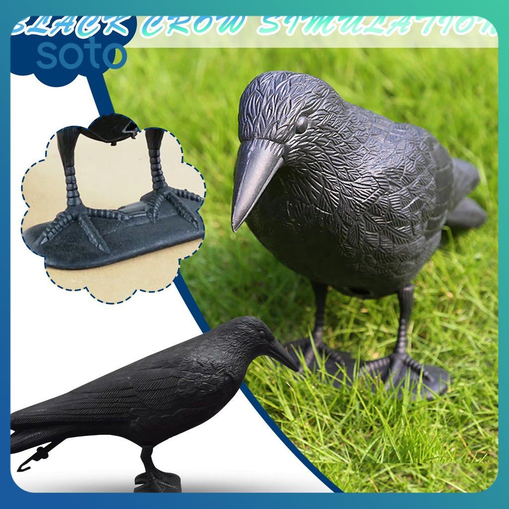 ♫ Simulation Crow Ornaments Halloween Ghost Festival Decorative Props Bird Repellent Mousetrap Bait