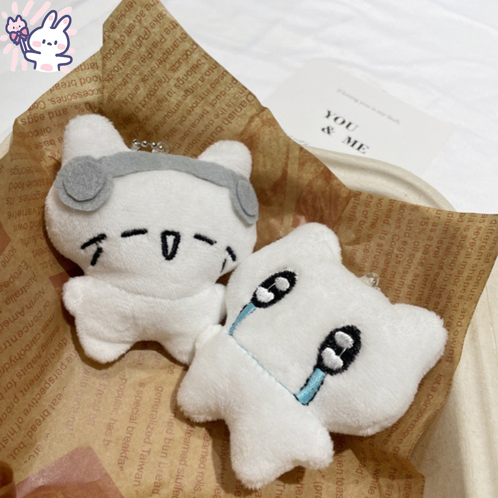 【MM】Kawaii Headphones Kitten Plush Keychain Cute Mini CMMing Cat Doll Pendant Soft Stuffed Animals Keyring Car Key Buckle Accessories