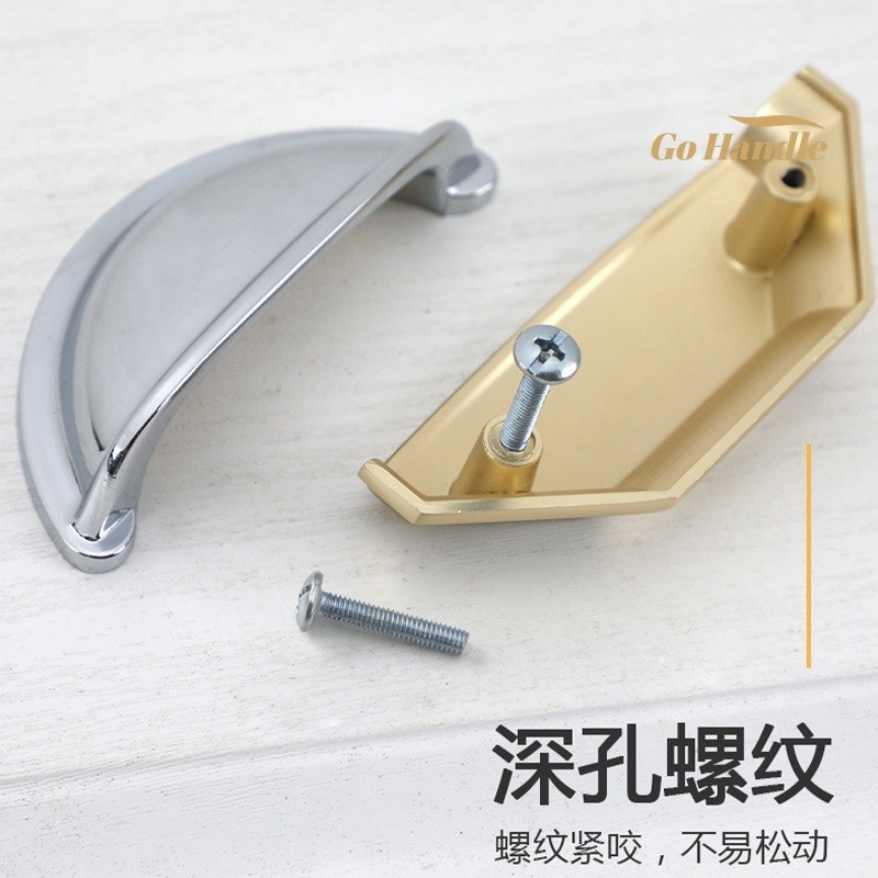 Versatile Reliable Modern Minimalist Shell Semi-Round Handle Drawer Gold Black & White Cabinet Vintage Furniture Acce...