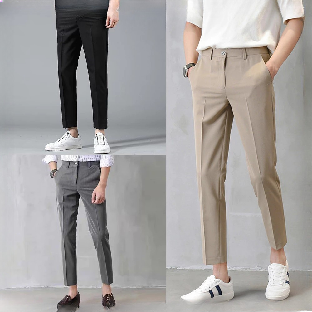 Men Slim Fit Office Pants Seluar Panjang Lelaki Formal Casual