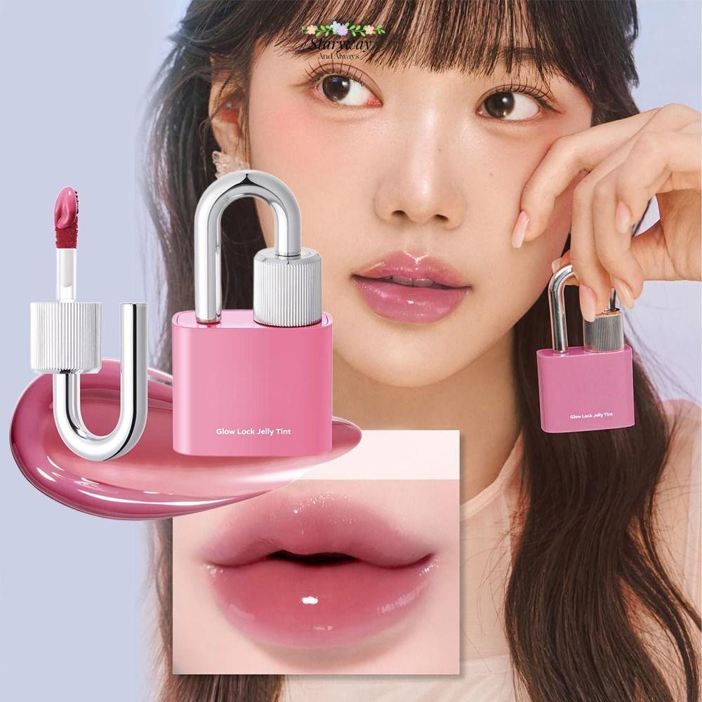 STARYSWAY Glow Lock Jelly Tint, Hydrating Long Lasting Glow Jelly Tint Lipstick, Korean Makeup Color Moisturizing Lock Shaped Design High Shine Lip Enhancer Women Girls
