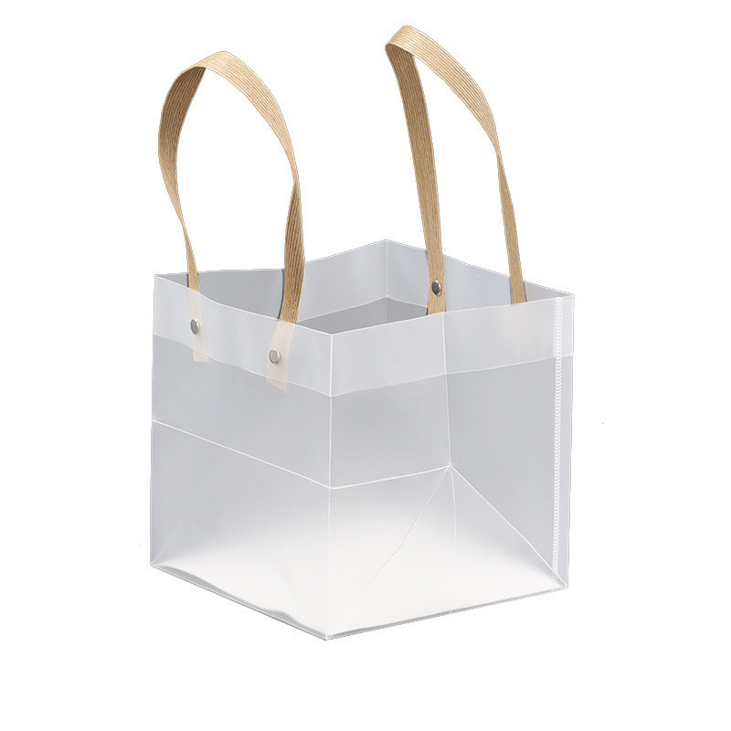 Pp Transparent Flower Gift Bag Tote Bag Souvenir Bag Cake Dessert Square Sashimi Sushi Catering Plastic Bag