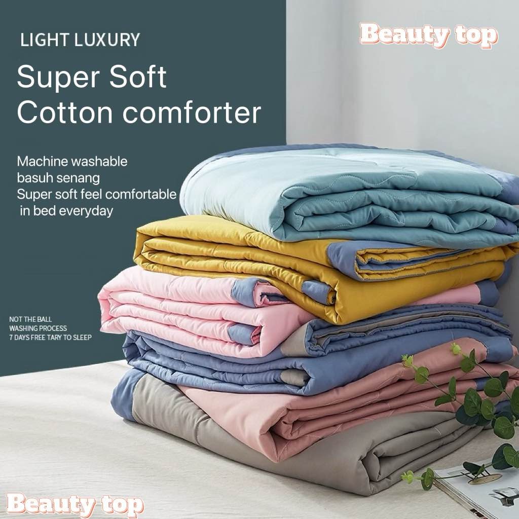 COTTON QUILT BLANKET SOFT COMFORTER KING SIZE 200*230cm SINGLE 150x200cm WASHABLED COTTON QUILT TOTO SELIMUT KAPAS