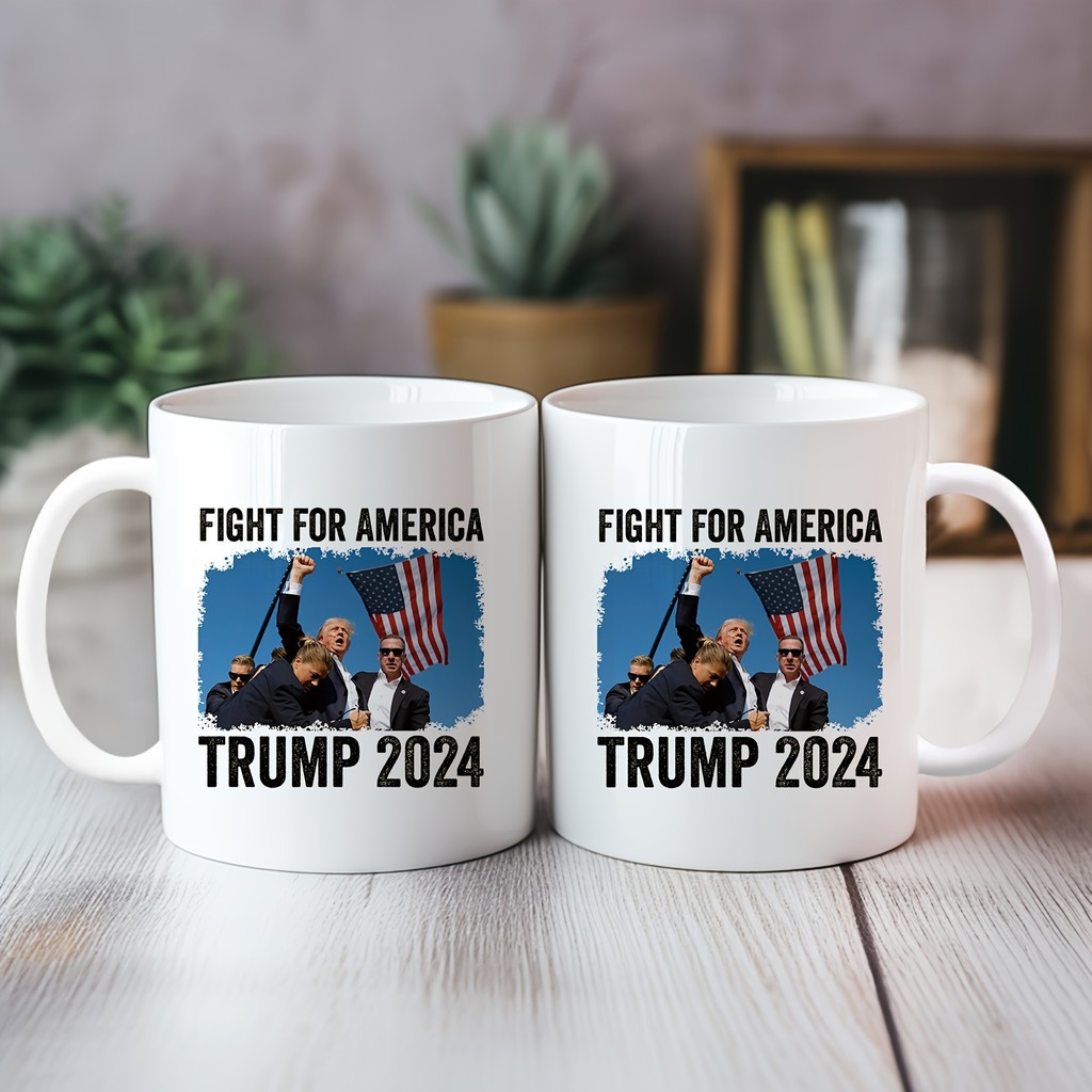 Trump 2024 Patriotic Ceramic Mug - 11 oz, Insulated Coffee & Water Mug, Home & Office, Reusable, Hand Washed Coffee Mug Set, Disposable