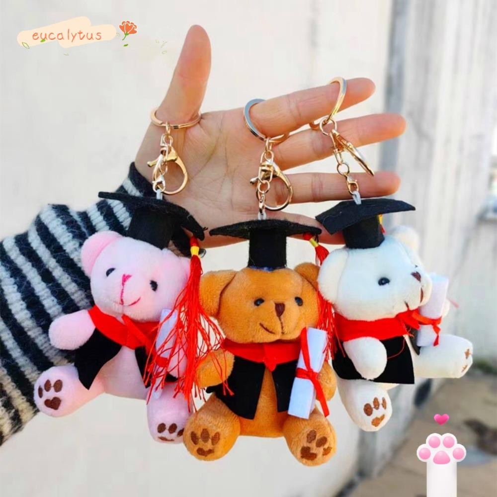 EU-FASHION Stuffed Animal Keyring, Soft Gag Gift Doctor Bear Plush Toy, Novelty Key Ring Backpack Pendant Keychain Student Graduation Souvenir Graduation Gifts