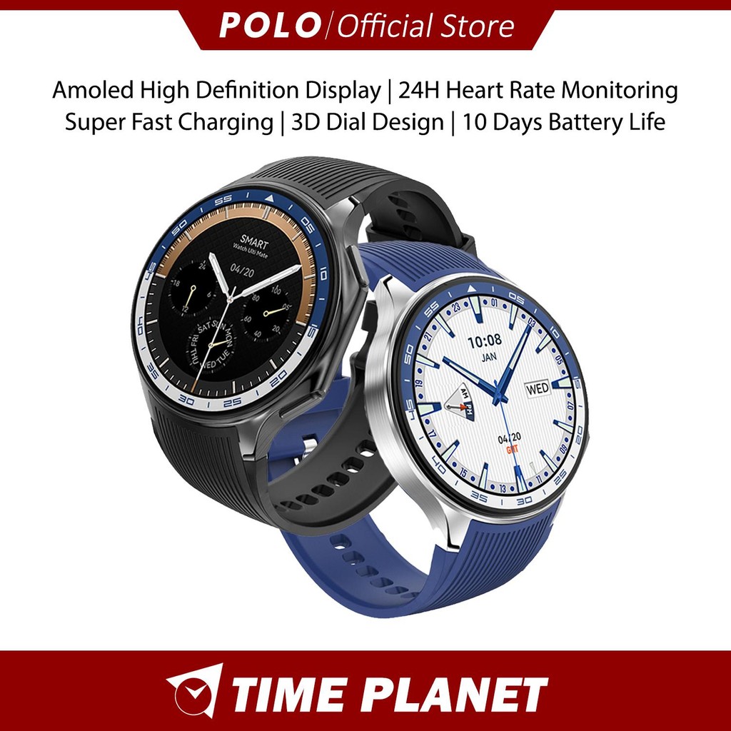 [Official Warranty] Polo Smart Watch PC-S13B-1 / PC-S13B-2 10 Days Battery Life Calories Tracker Heart Rate Men Watch