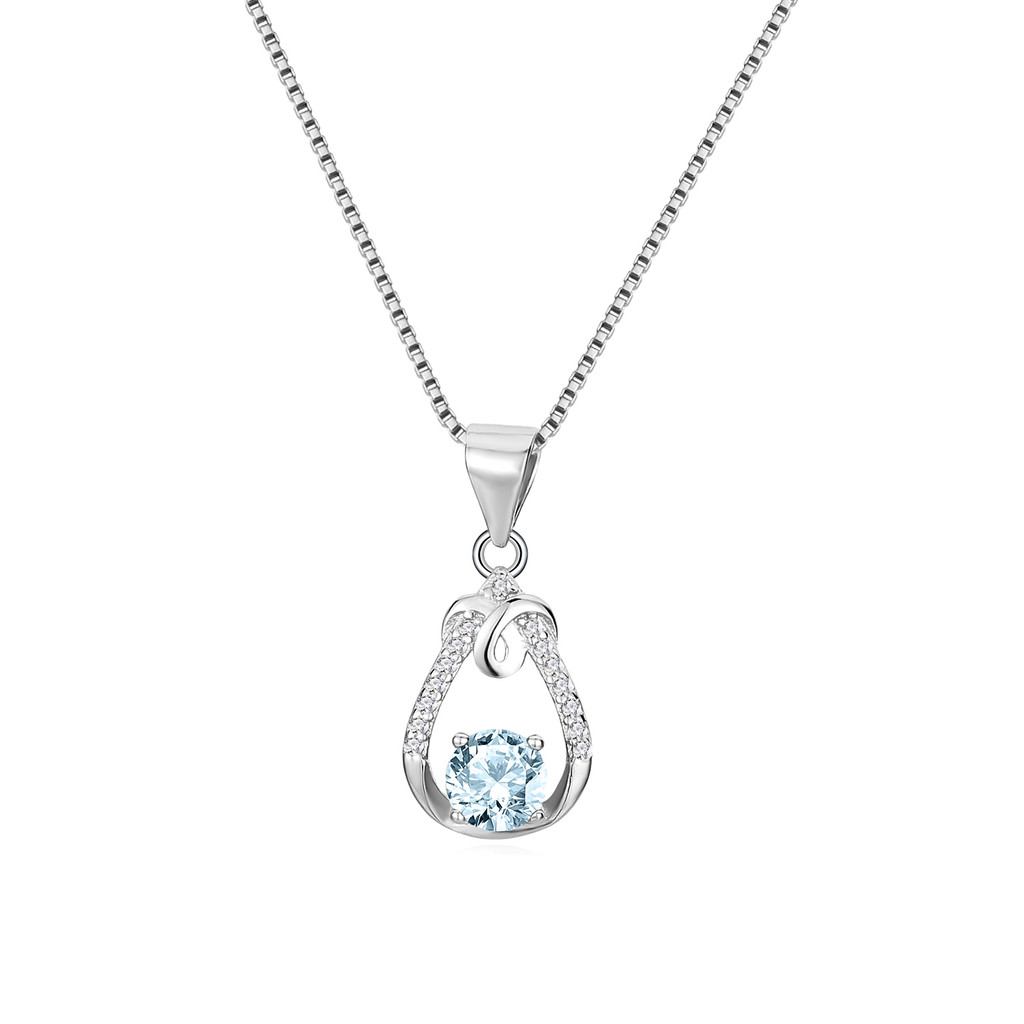 Water Drop Shape Necklace Four-Claw Inlaid Diamond Full Inlaid Full Zirconium Simple Generous Temperament Elegant All-Match Comfor