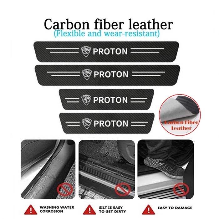 Carbon Fiber Leather [4pc/set] Side Door Step Protector DIY Perodua Alza Axia Aruz myvi Bezza Viva Accessories