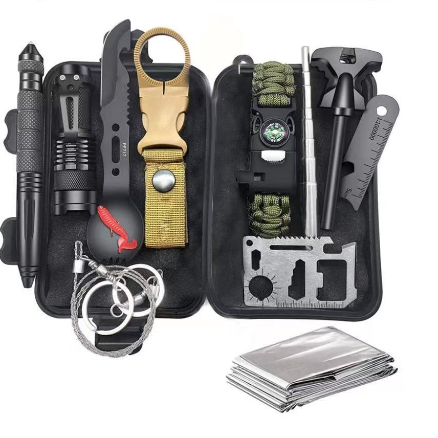 Sos Wilderness Survival Equipment camping Outdoor Multi-Function Tool Set Adventure Self-Defense First Aid Box Lightweight