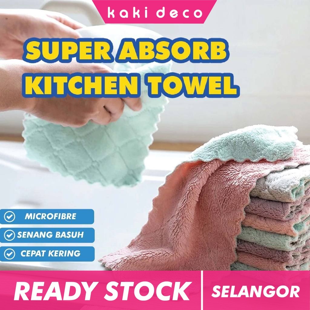 KakiDeco Kain Lap Meja Microfiber Household Kitchen Towel Wipe Table Oil Free Kain Tuala Dapur