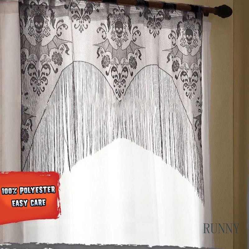 RUNNY Halloween Lace Window Curtain Door Curtain Lampshade Cloth Decor for Halloween Ghost Festival Party Decoration