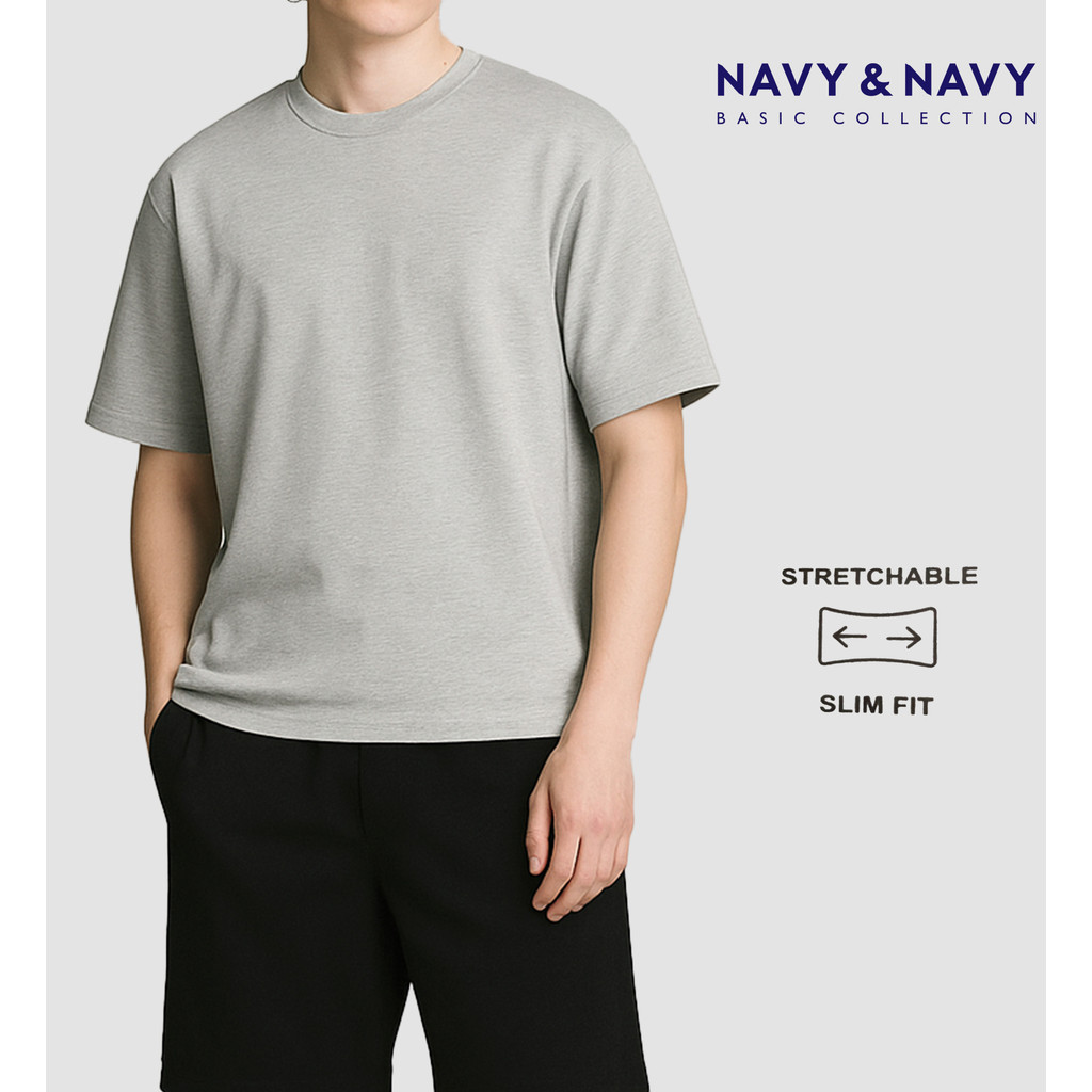 FOS x NAVY & NAVY MEN'S | COZY FIT BASIC ACTIVE FLEX ROUND NECK TEE (Comfort wear & Stretchable)