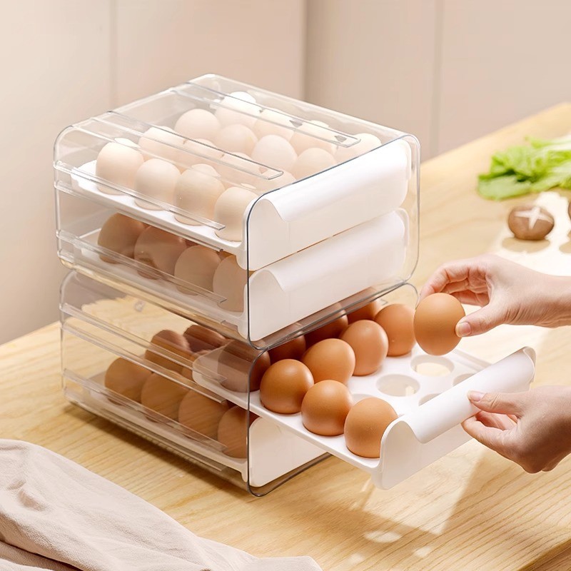Bekas Simpanan Telur 32 Lubang Jenis Laci Mudah Susun dan Simpan 32 Grids Egg Storage B…