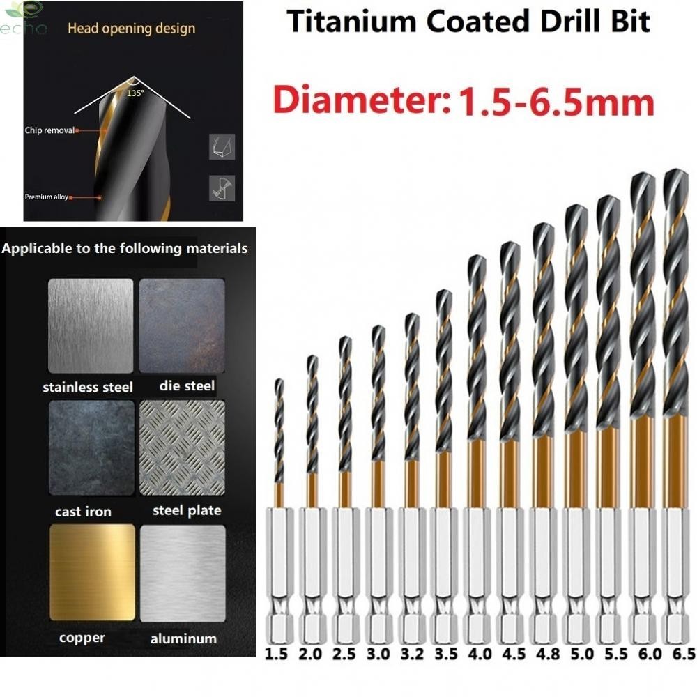 Durable Titanium Coated HSS Drill Bits 13pcs 14 Hex Shank Enhanced Durability