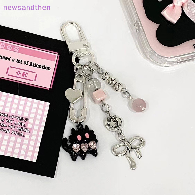 newsandthen Y2k Black Cat Key Chain Sweet Cool Kitten Pendant Headphone Case Charm Bag Decor Car Key Ring Nice