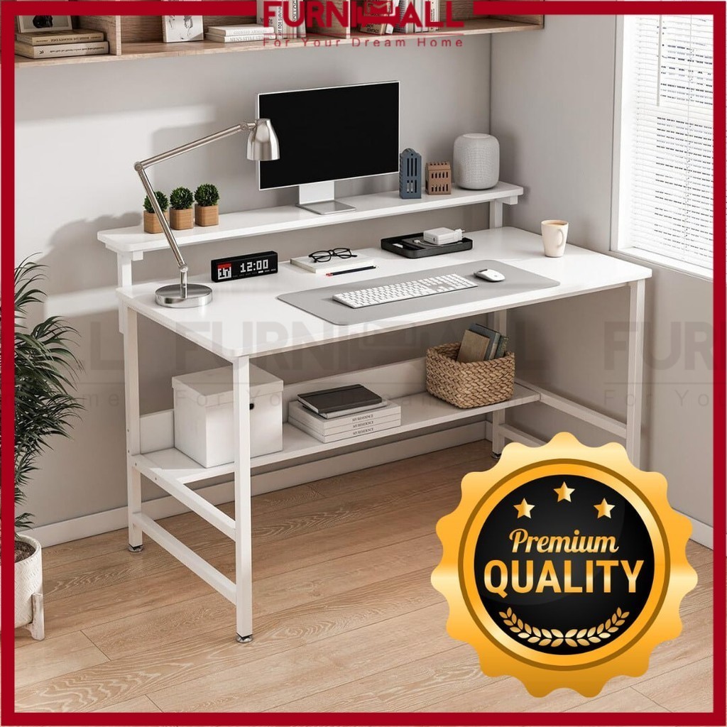 Furnimall computer Desk/study table desk/table with bookshelf/office table/Meja Belajar/Writing Table/Meja Tulis Working