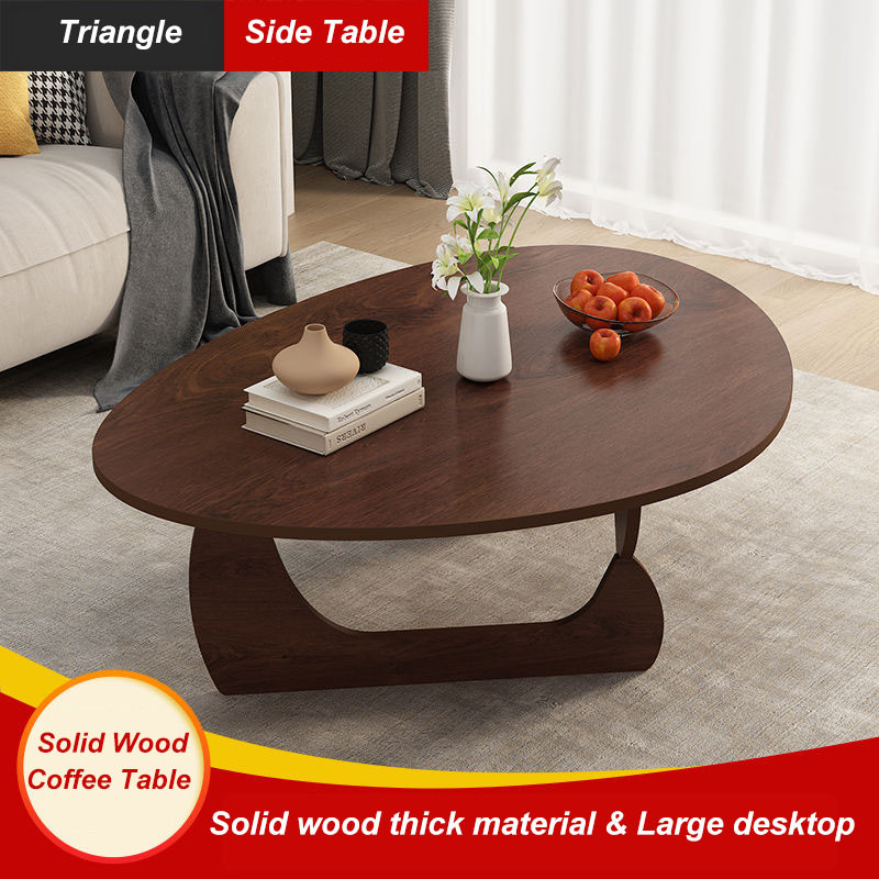 Ready StockWood Coffee Table Triangle Side Table Vintage Tea Table Solid Wood Legs