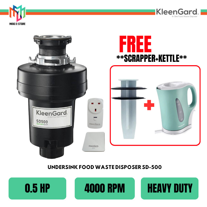 Kleengard SD-500 Undersink Food Waste Disposer Sink Disposal 0.5HP 4000rpm SD500 Pelupus Sisa Makanan