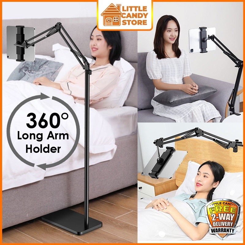 Long Arm Lazy Phone Tablet Live Metal Stand I Adjustable Foldable Lazypod Mobile Clip Holder for Bed Desktop Floor 懒人支架