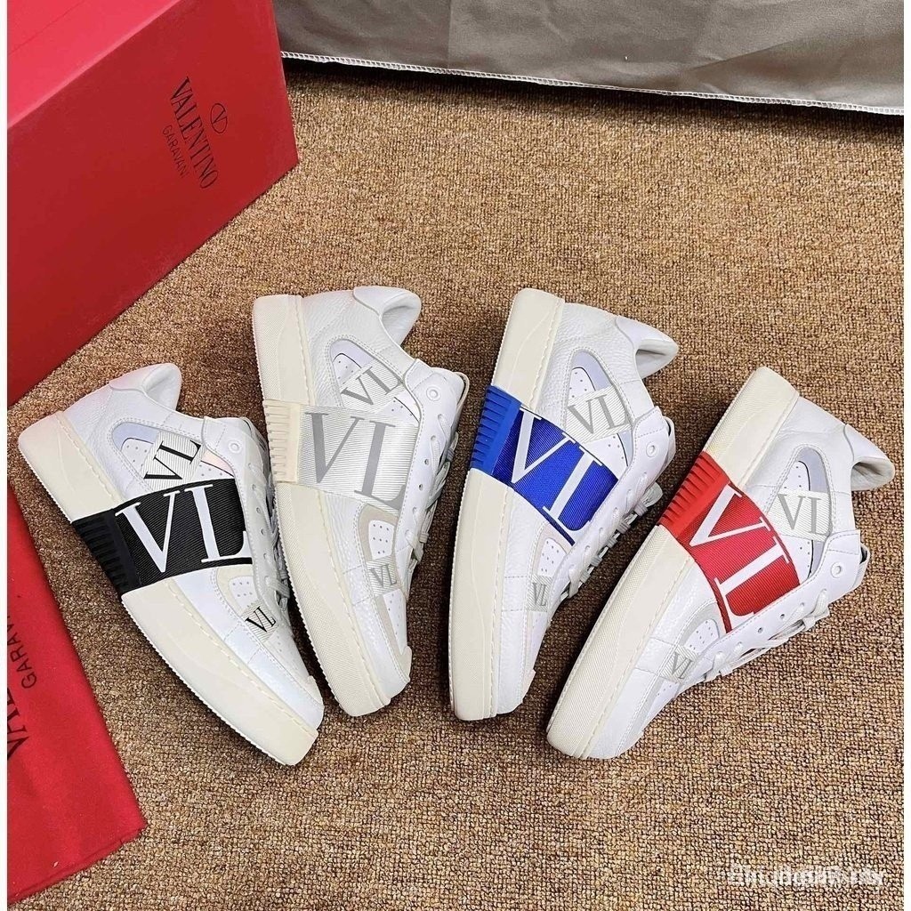 New warm/Valentino/Classic cow leather amendment with printed ribbon men's sneakers/non-slip 2022 for external use/female Casual fashion match