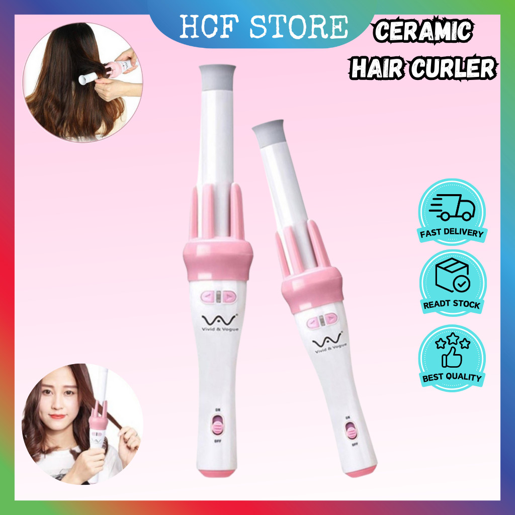 Vivid & Automatic Iron Ceramic Hair Curler Roller Hair Curler Hair Styling Keriting Rambut Alat Rambut 自动卷发棒女生