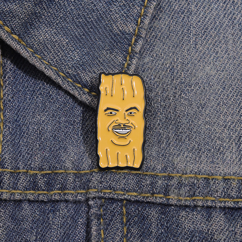 Funny Cartoon Wooden Man Enamel Brooch Fashion Clothing Accessories Gift Jewelry for Friends