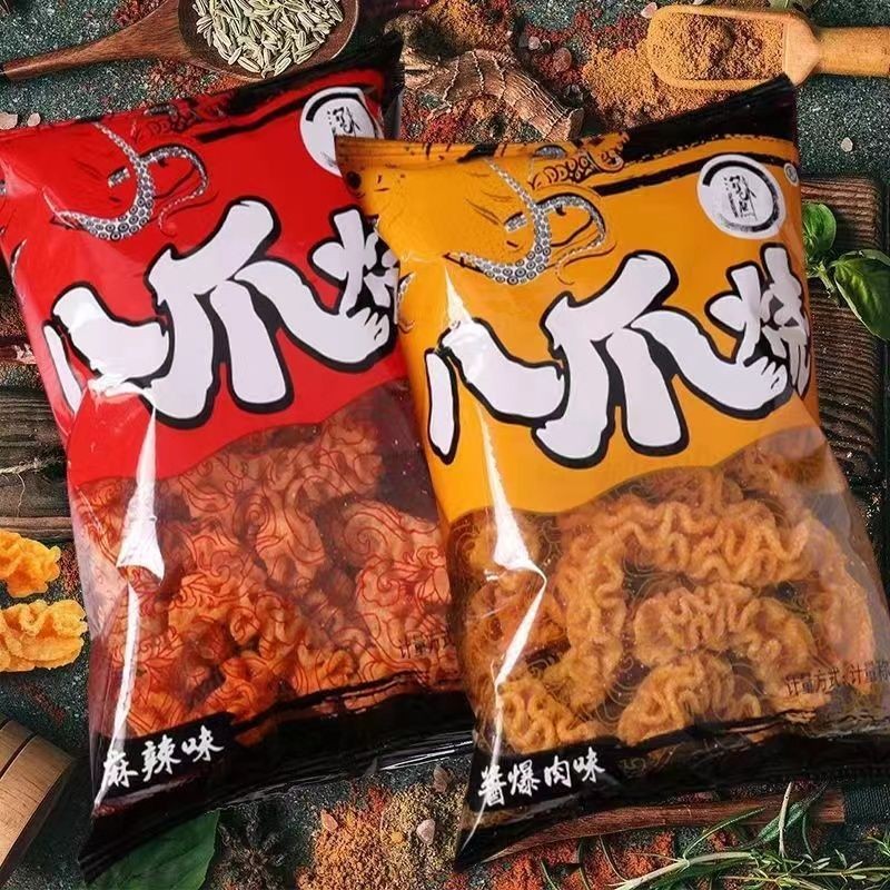 八爪烧麻辣零食锅巴小吃办公室解馋小零食爆肉味烧酱Eight Claw Spicy Snacks with Spicy and Spicy Snacks, Pot Bar Snacks, Office Solution20240820