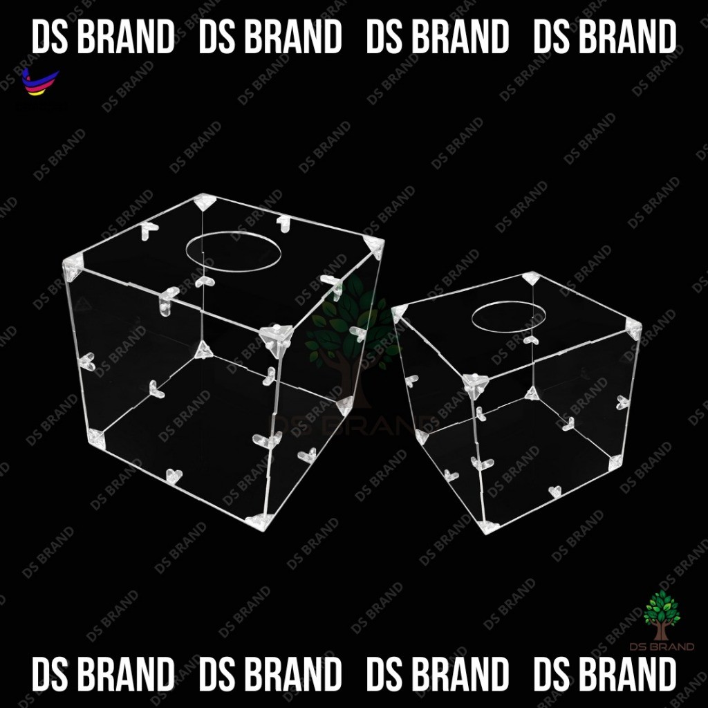 Acrylic Lucky Draw Box 3mm DIY 20/25/30cm | Kotak Cabutan Bertuah Peti Undi Donation Box + Custom Logo