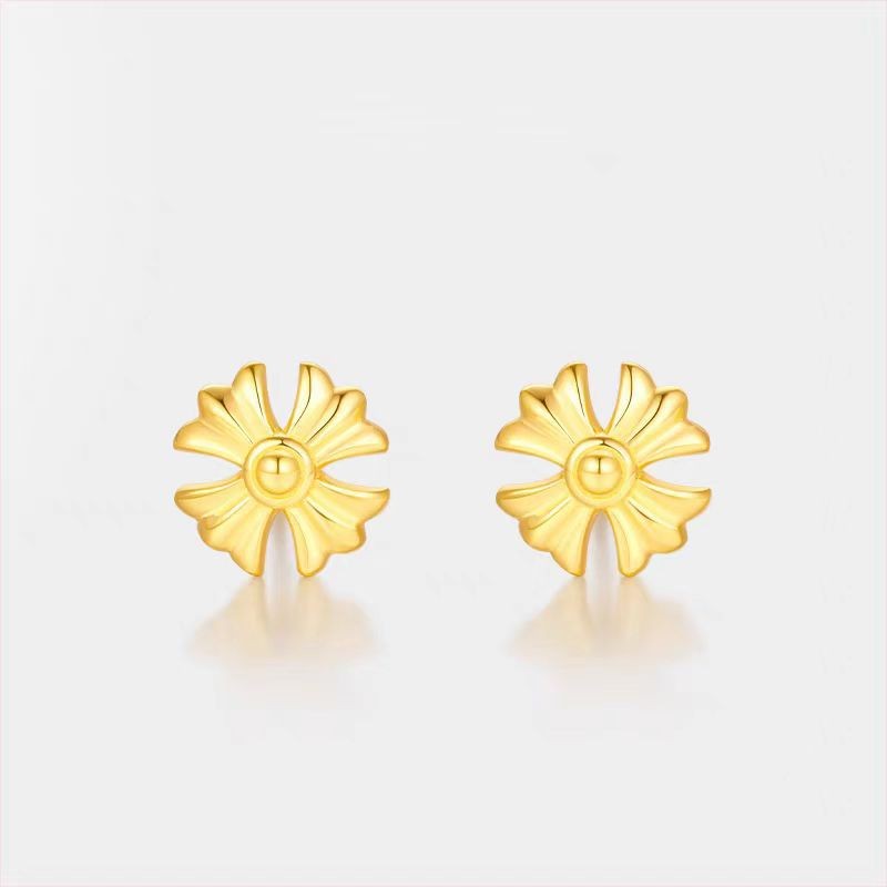 916 Gold Small Daisy Gold Earrings / Cross Earrings Earrings gold 916