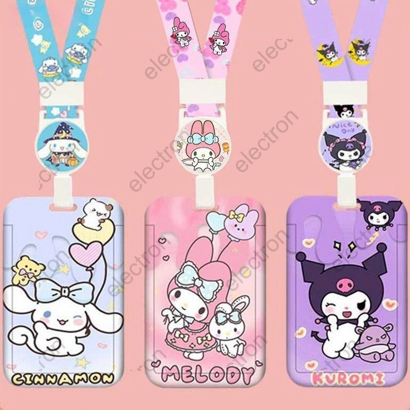 Sanrio Cartoon Card Holder,cartoon Design With Lanyard Office Id Touch Holder,retractable Reel Lanyard Identity Card Holder,bus Card Case Id Card Sleeve Election