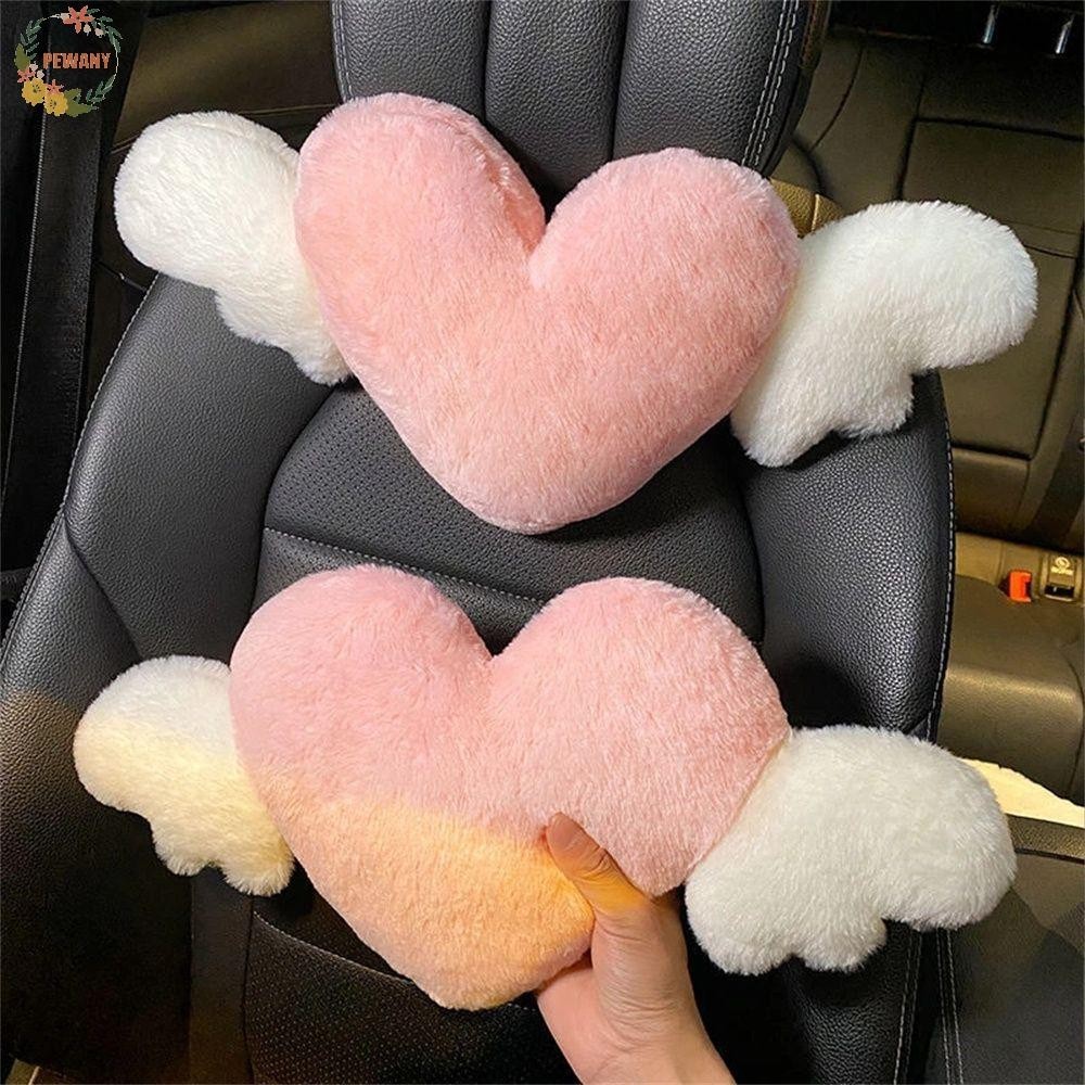 PEWANY Car Headrest Heart-Shaped Car Decoration Plush Love Auto Neck Rest Lumbar Support Plush Toys Seat Back Pillow