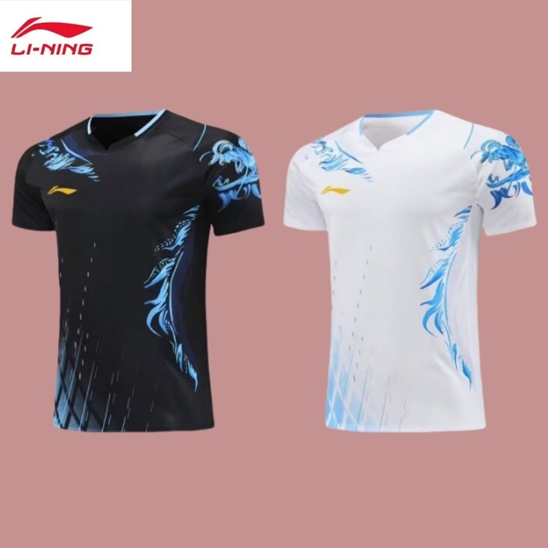 Sports top Li Ning badminton shirt men's and women's mesh sweat absorbing short sleeved youth training and competition uniform