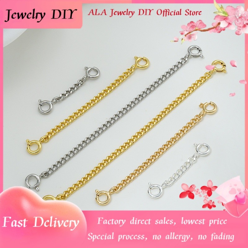 Jewelry Accessories DIYBracelet Safety Chain Necklace Lengthened Extension Chain 14K Gold Plated Handmade DIY Double-Headed Spring Fastener Finishing Accessories Material [Necklace Extended Chain Bracelet]