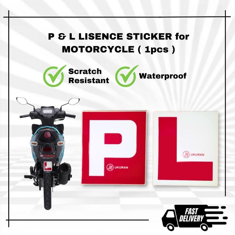 【Hantar Cepat】 LESEN MOTOR STICKER L STICKER P MOTORCYCLE Ukuran JPJ Malaysia (STICKER LESEN FOR MOTORBIKE)-Pelekat 