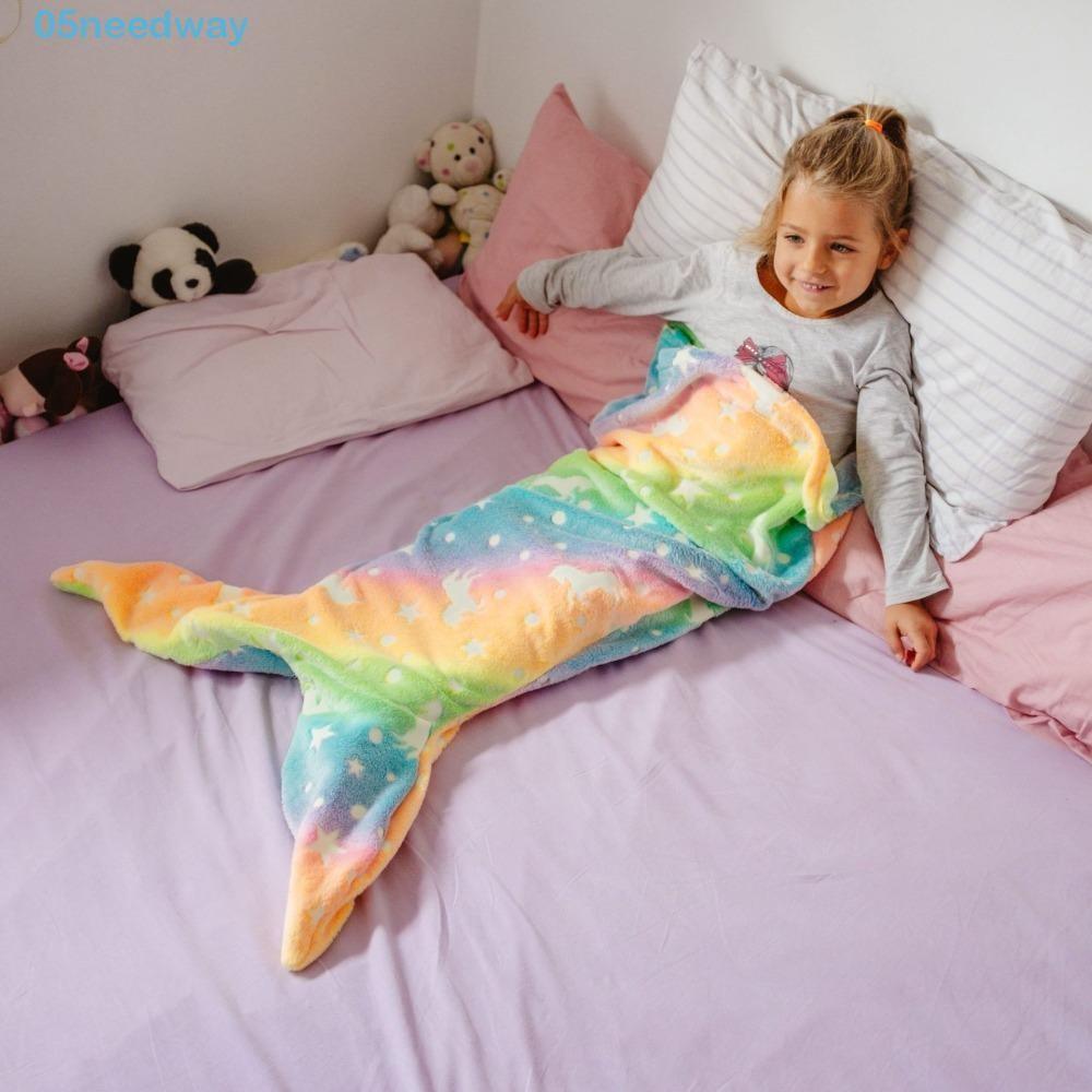 NEEDWAY Mermaid Sleeping Bag, Flannel Soft Rainbow Mermaid Blanket, Nap Sleeping Bag Universal Beautiful Cozy Mermaid Tail Blanket Adult