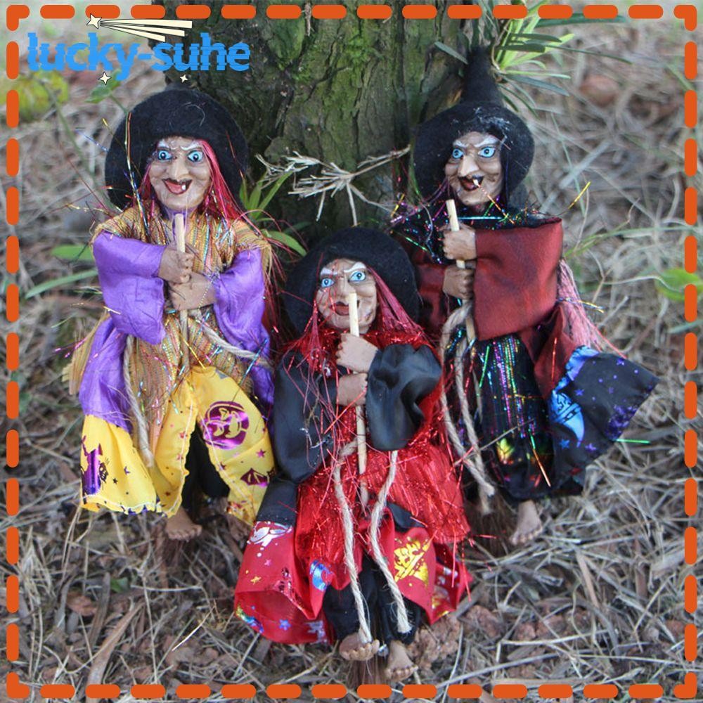 LUCKY-SUHE Witch Figurine Halloween Haunted House DIY Decoration Doll Ornaments High Quality Witch Pendant